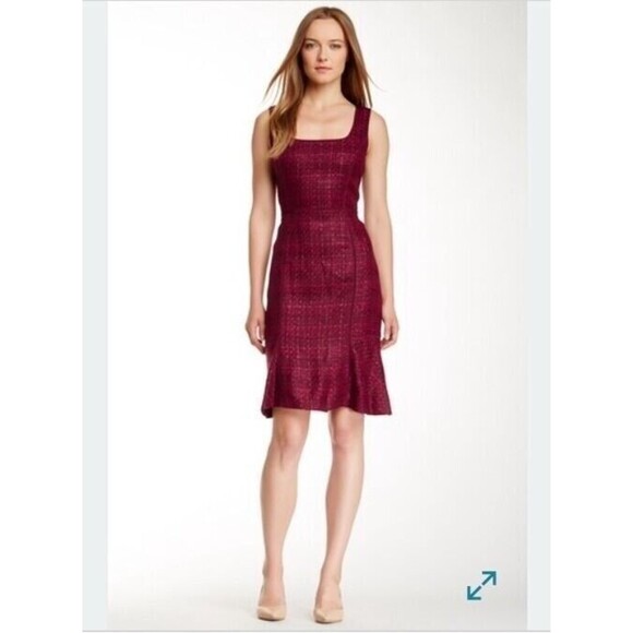Tory Burch Drew Dark Plum Multicolor Sleeveless Tweed Dress Size 4 - Picture 1 of 13